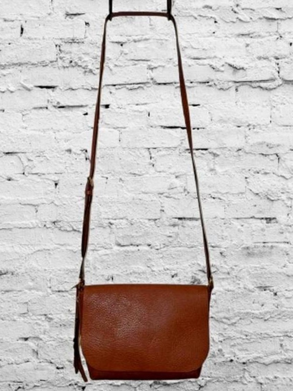 Fossil Leather Crossbody Bag | Brown Pebbled Messenger Purse with Key Charm